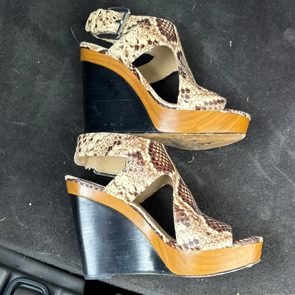 Michael Kors Snakeskin Pattern Wedge Sandals